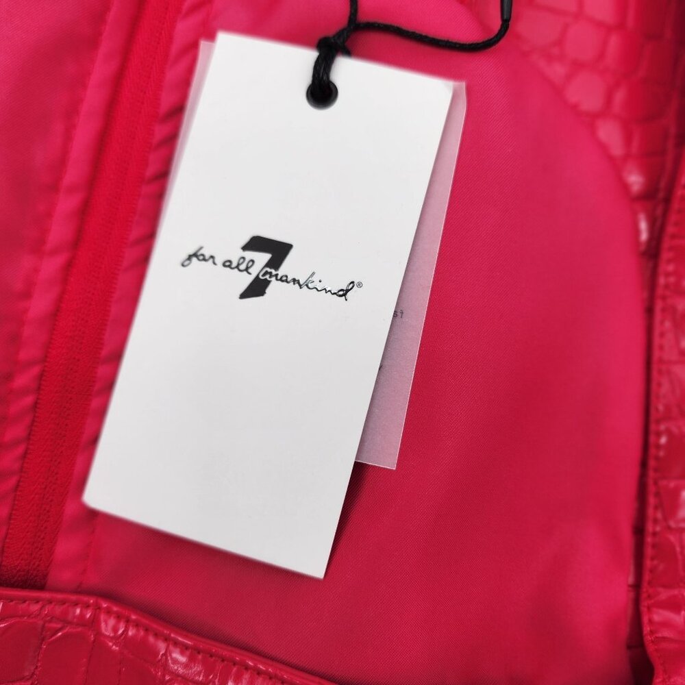 7 For All Mankind Womens Large 2 Pc Top Shorts Set Pink Croc Faux Leather - Picture 9 of 11